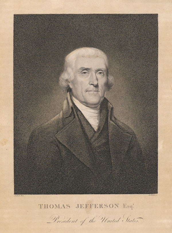 Thomas Jefferson engraving by David Edwin after Rembrandt Peale