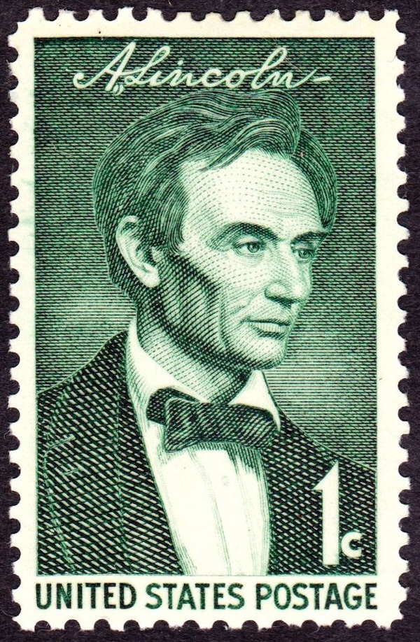1959 US Postage Stamp commemorating the 150th anniversary of Abraham Lincoln's birth