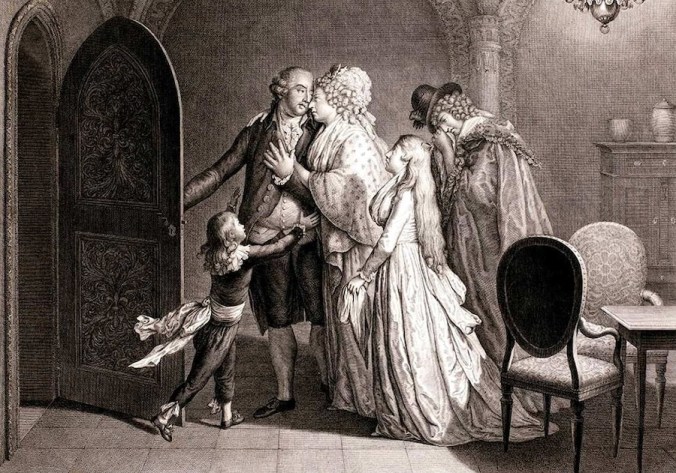 Louis XVI bids farewell to his family the day before his execution, by Eberhard Siegried Henne, 1795