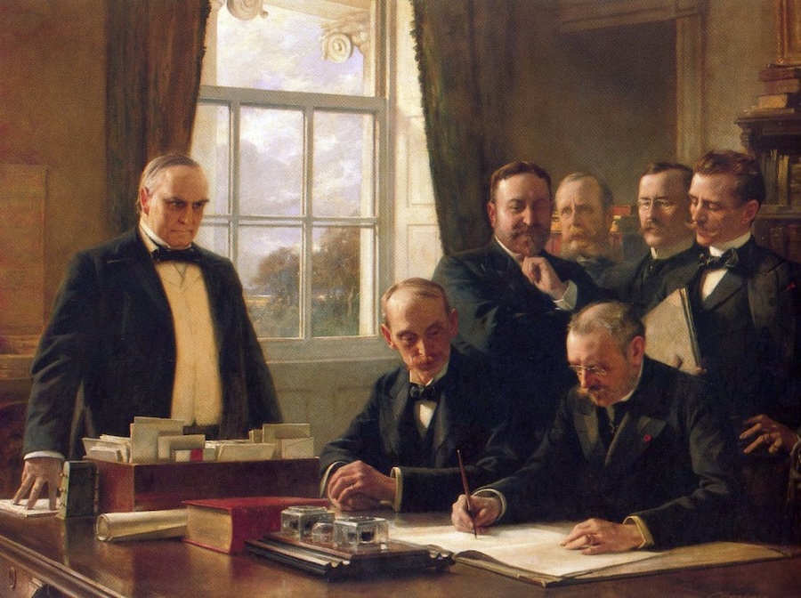 Signing of the Peace Protocol Between Spain and the United States, 12 August 1898 by Théobald Chartran