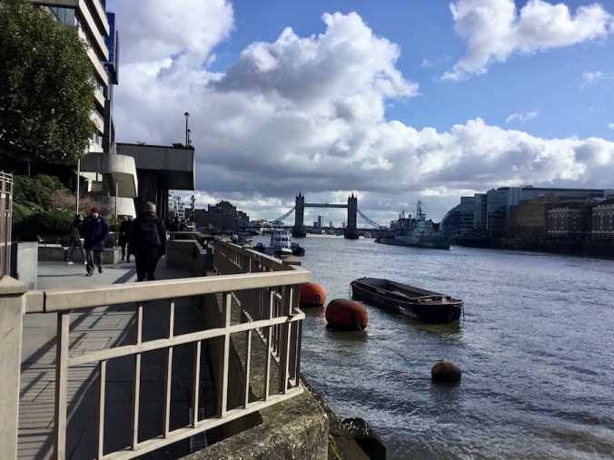 The Tower Bridge from the bank of the River Thames